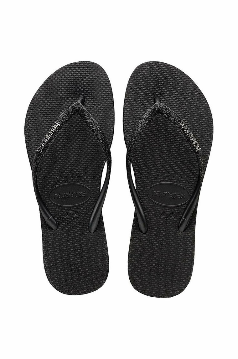 Havaianas japonki SLIM SPARKLE II damskie kolor czarny na płaskim obcasie 4146093.0090