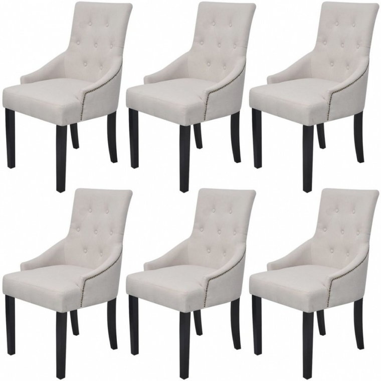 Krzesła do jadalni 6 szt. kremowe tkanina kod: V-272507