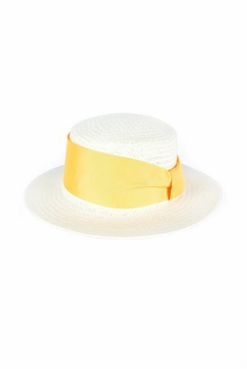 Art of Polo Wide Stripe Ecru-Żółty kapelusz damski