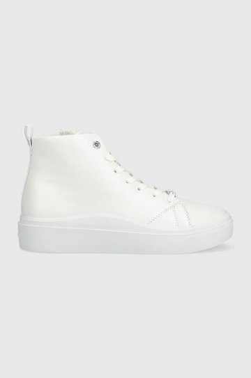 Calvin Klein sneakersy skórzane Cupsole Wave High Top kolor biały
