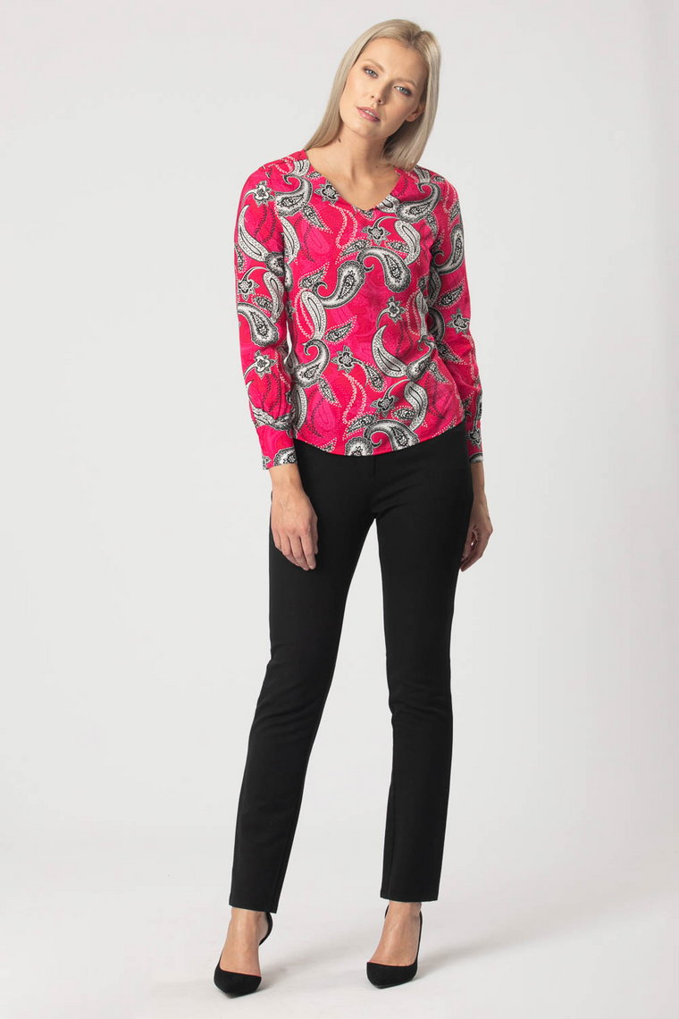 Różowa bluzka ze wzorem paisley