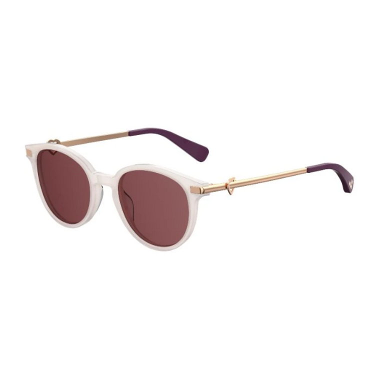 Stylowe okulary przeciwsłoneczne w bordo i białym Love Moschino