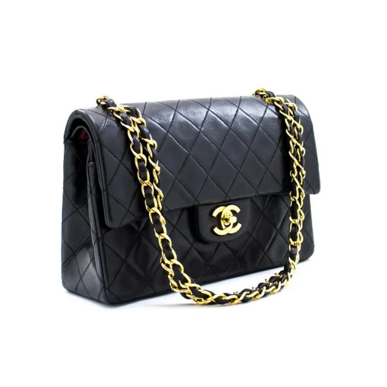 Używana Czarna Skórzana Torba Chanel Flap Chanel Vintage