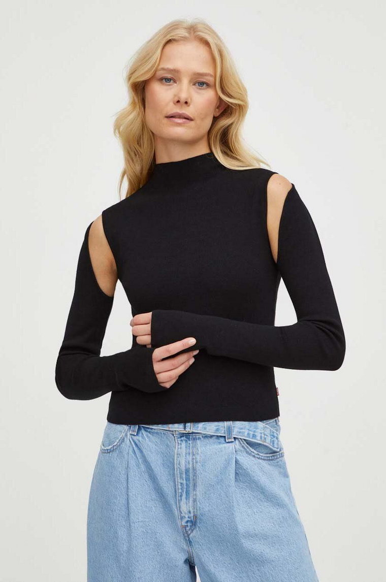 Levi's sweter damski kolor czarny lekki z półgolfem