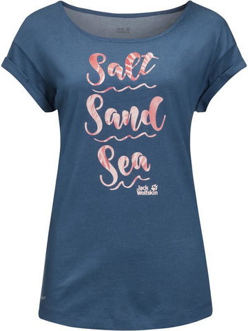 Jack Wolfskin Salt Sand Sea Koszulka Kobiety, niebieski S 2021 Koszulki z krótkim rękawem