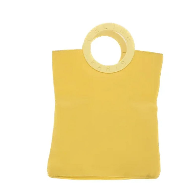 Używana żółta torba Celine z tkaniny Celine Vintage