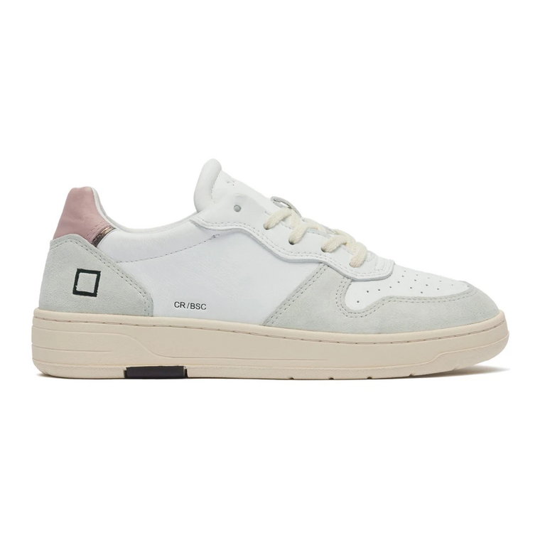 Białe Niskie Sneakersy z Różowymi Akcentami D.a.t.e.