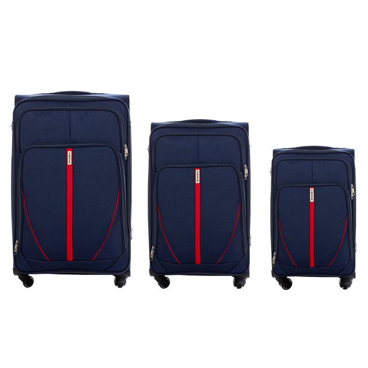 Zestaw 3 eleganckie walizki materiałowe VEZZE GRANATOWE