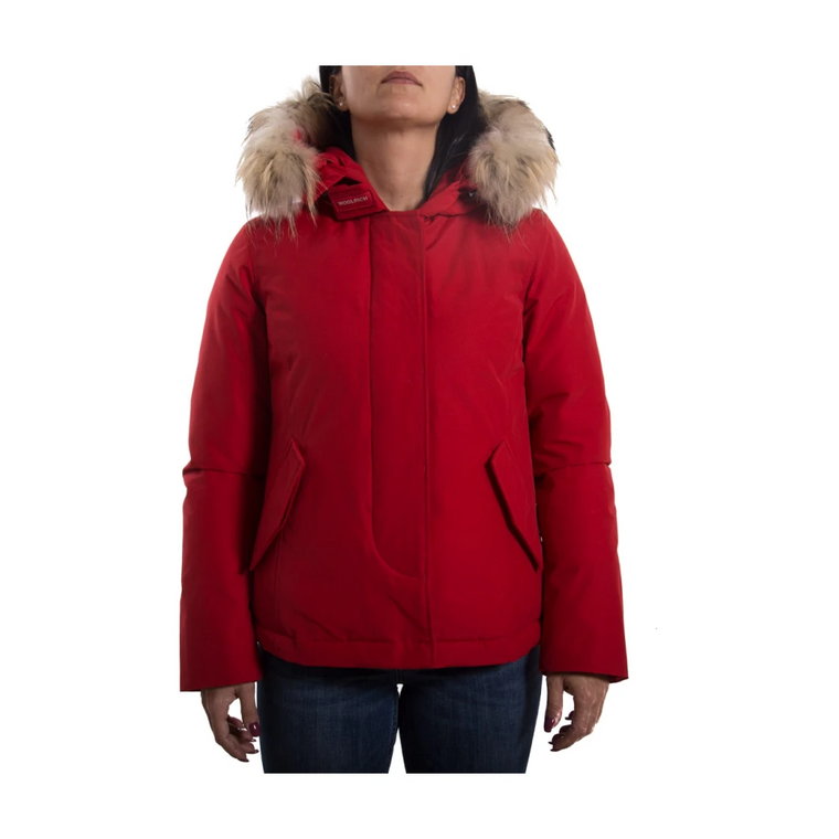 Czerwona Krótka Arctic Parka - Odporna na Wiatr i Wodę Woolrich