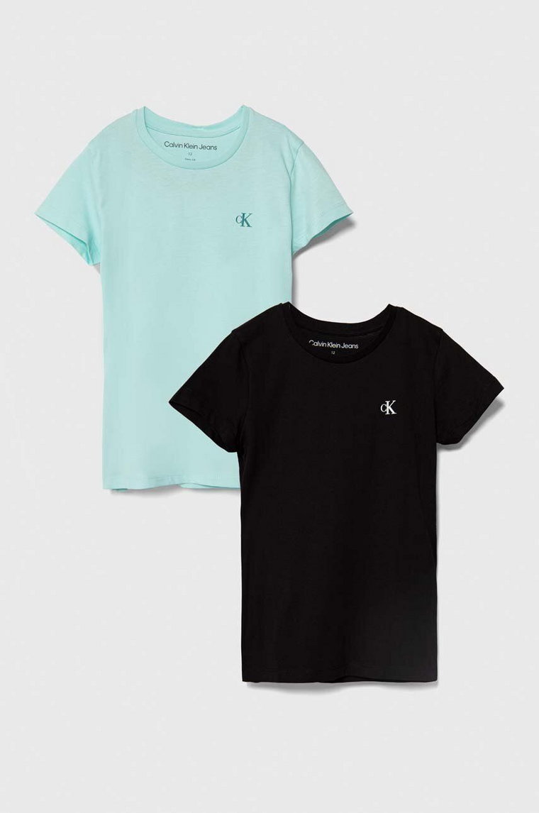 Calvin Klein Jeans t-shirt bawełniany dziecięcy 2-pack kolor turkusowy
