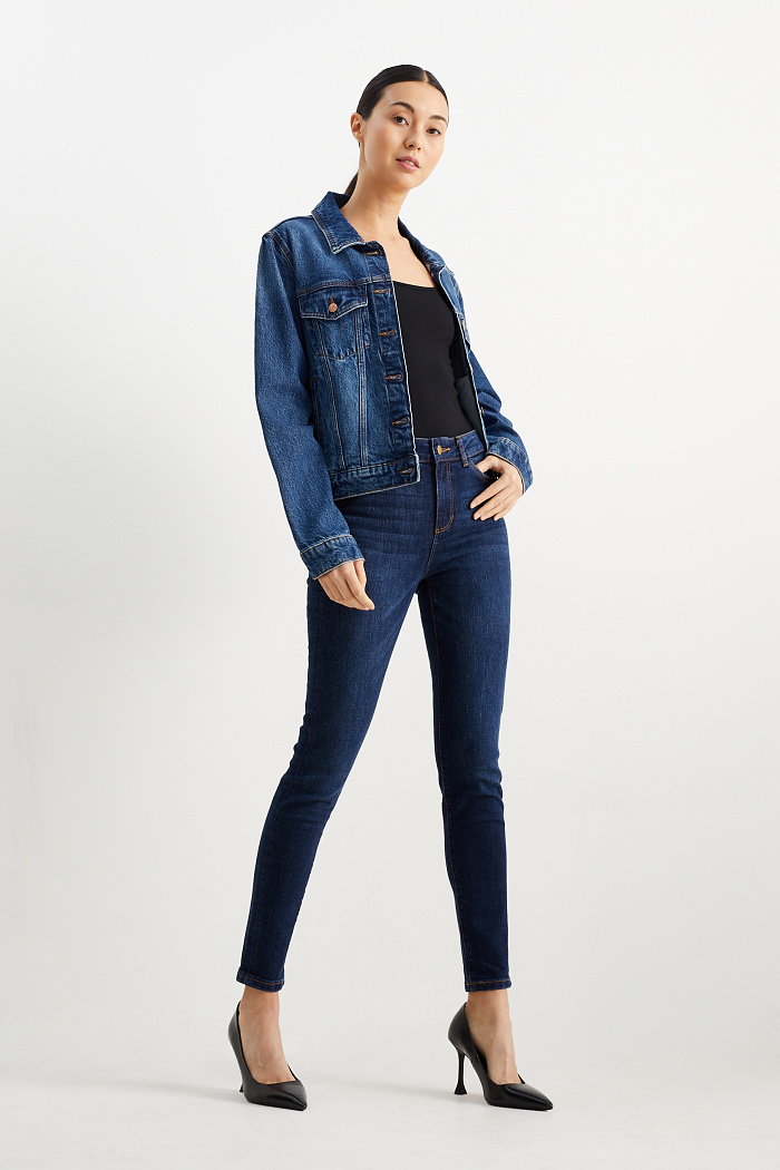 C&A Skinny jeans-średni stan-LYCRA, Niebieski, Rozmiar: 34