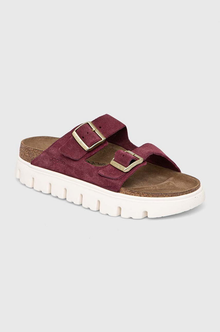 Birkenstock klapki zamszowe Arizona Chunky Birkenstock x Papillio damskie kolor różowy na platformie 1028410