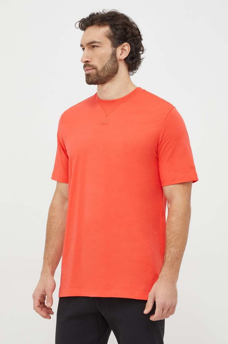 adidas t-shirt bawełniany męski kolor czerwony gładki IR9110