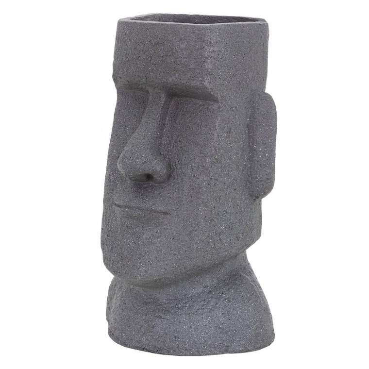 Doniczka Easter Island 26X23X43 Cm Szara, Wykonana Z Żywicy Poliestrowej O Wzorze