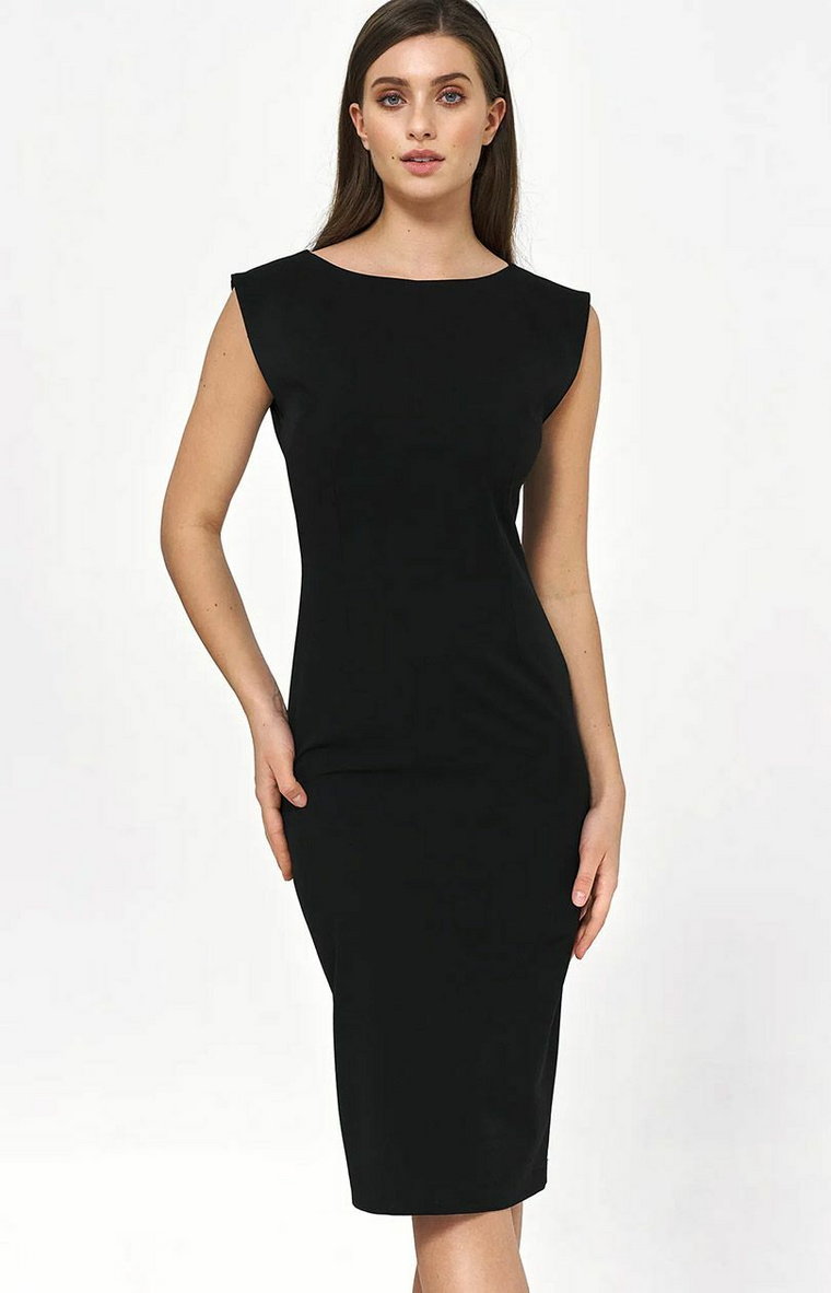 Czarna sukienka o ołówkowym fasonie S220, Kolor czarny, Rozmiar 34, Nife