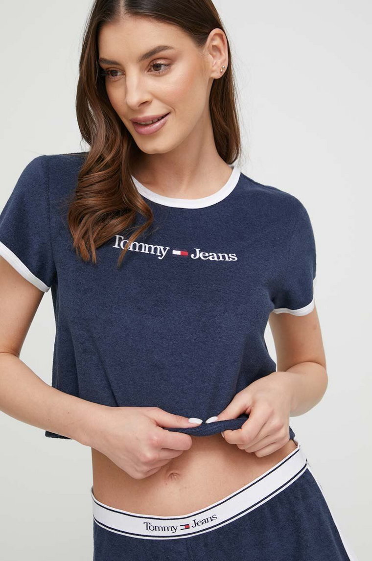 Tommy Jeans t-shirt plażowy kolor granatowy