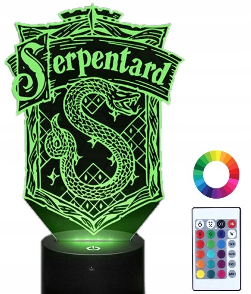 Lampka Nocna 3D Led Herb Serpentard Slytherin Imię Harry Potter