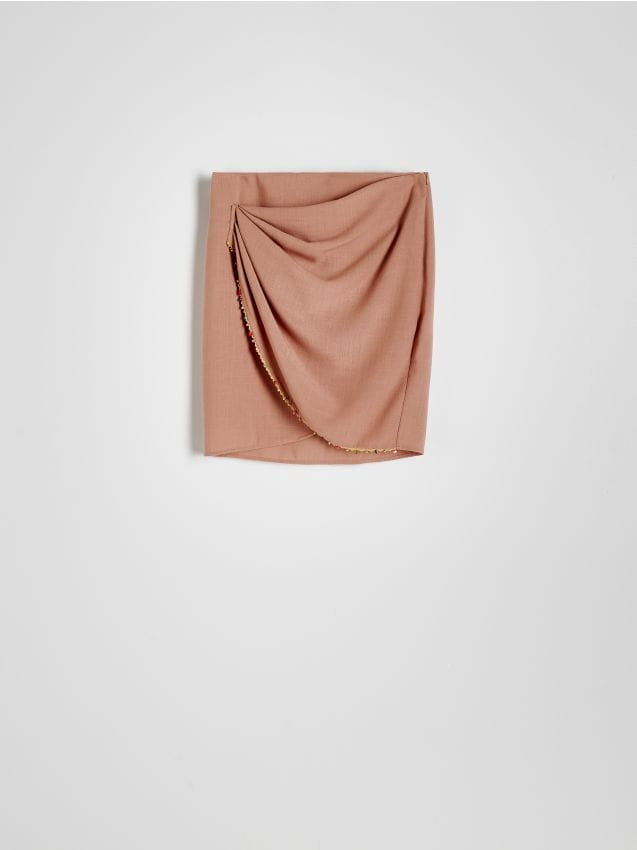 Reserved - Kopertowa spódnica mini - kremowy