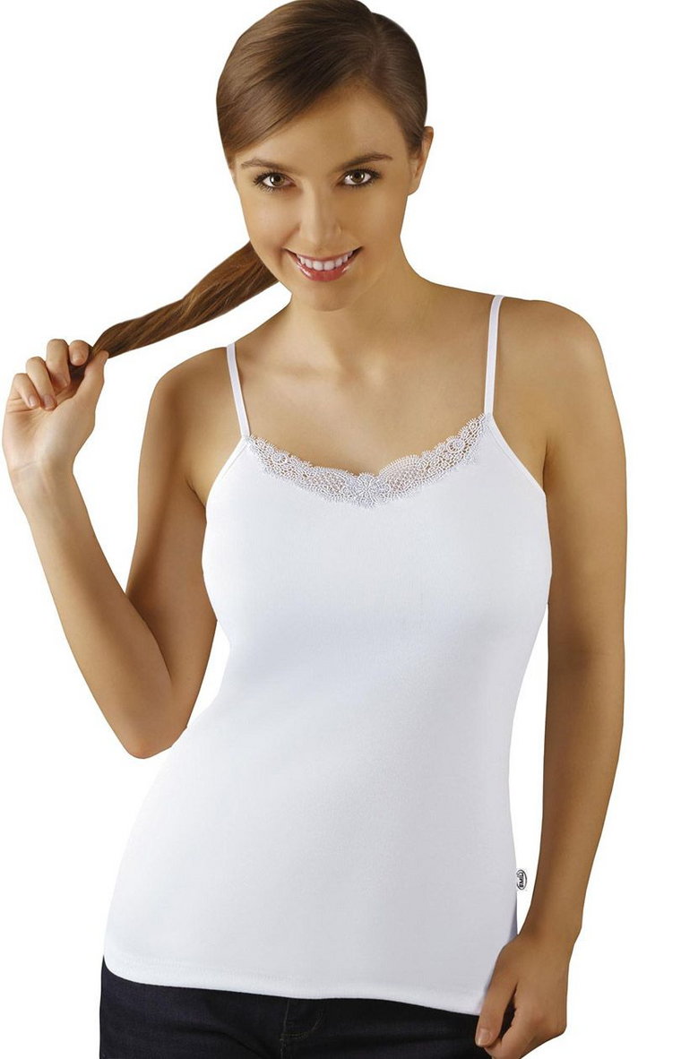 Koszulka damska biała na cienkich ramiączkach Sila, Kolor biały, Rozmiar M, EMILI