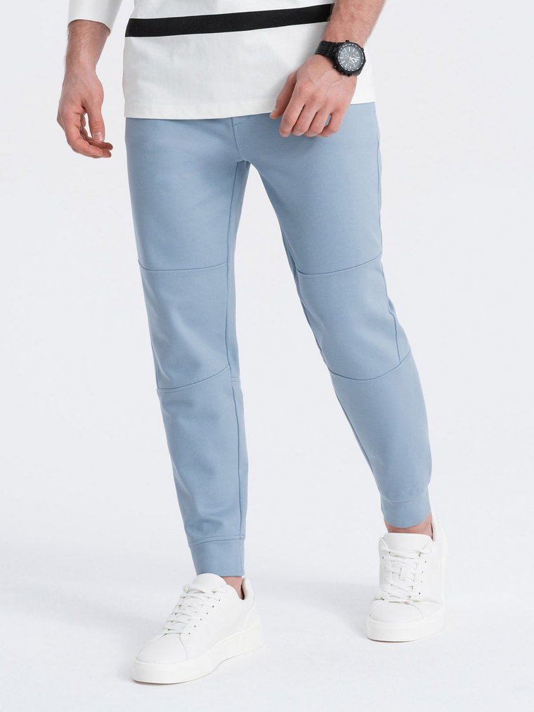 Spodnie męskie dresowe joggery - jasnoniebieskie V2 OM-PASK-0142