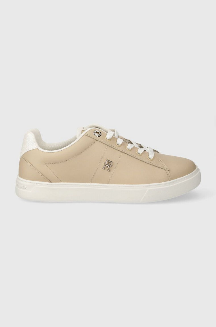 Tommy Hilfiger sneakersy skórzane ESSENTIAL ELEVATED COURT SNEAKER kolor beżowy FW0FW07685