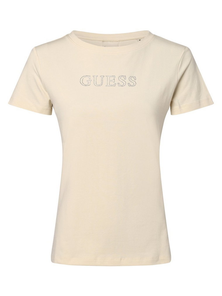 GUESS - T-shirt damski, beżowy