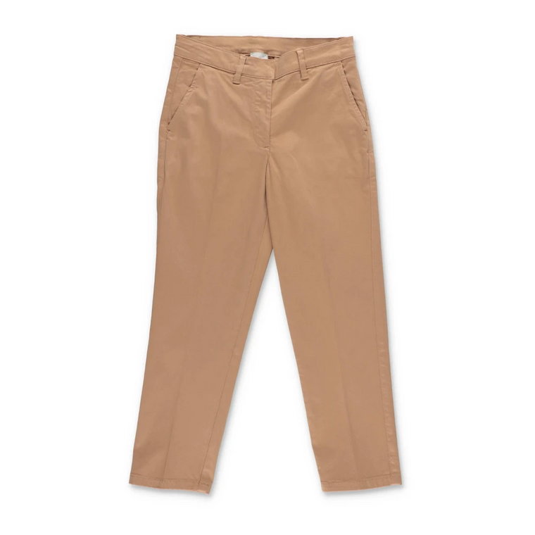 Jednośrodowe beżowe spodnie w bawełnianej gabardynie | Beige Cotton Gabardine Zwiedne spodnie Eleventy