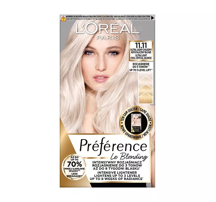 Loreal Preference Rozjaśniacz do Włosów 11.11 Venice Bardzo Bardzo Jasny Chłodny Kryształowy Blond