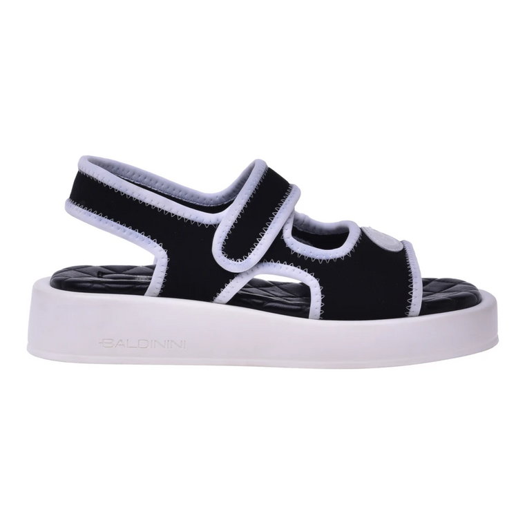 Black and white scuba fabric sandals Baldinini