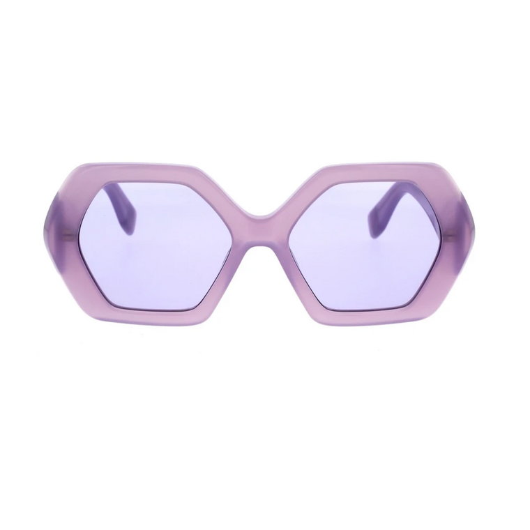 Przezroczyste fioletowe okulary przeciwsłoneczne w kształcie sześciokąta Ambush