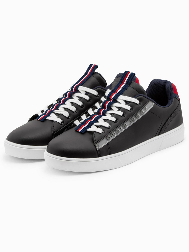 Buty męskie sneakersy z kontrastowymi detalami - czarne V3 OM-FOSL-0112