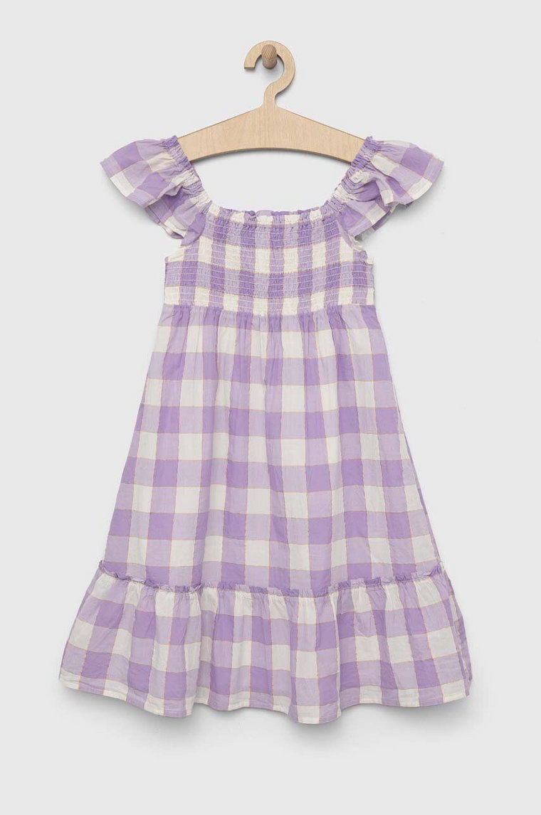 GAP sukienka dziecięca kolor fioletowy midi rozkloszowana