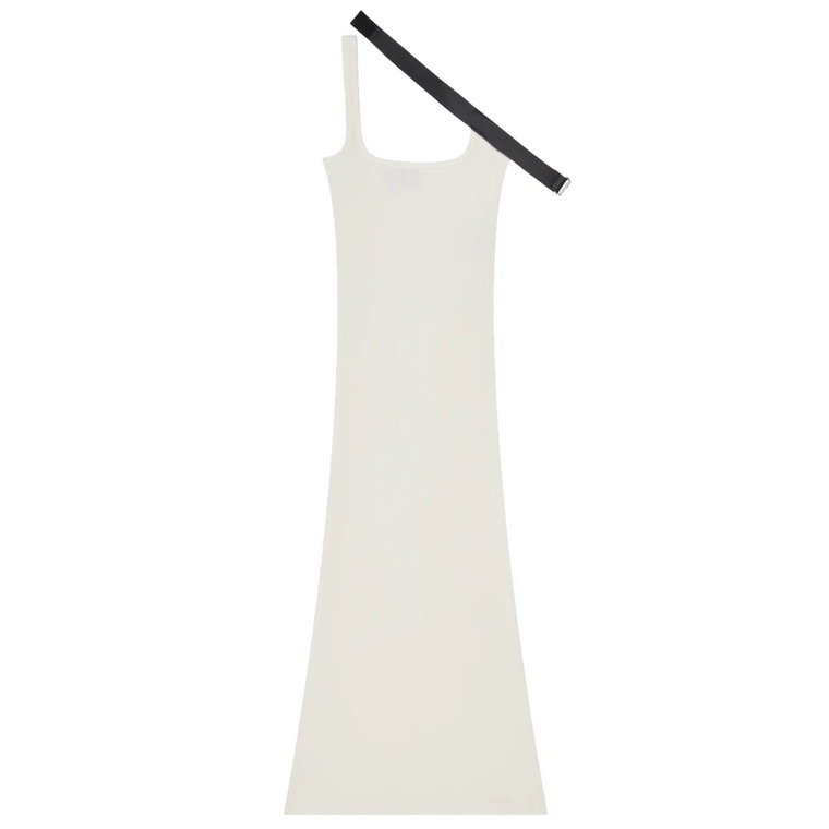 Biała Sukienka Maxi z Delikatnymi Ramiączkami Courrèges