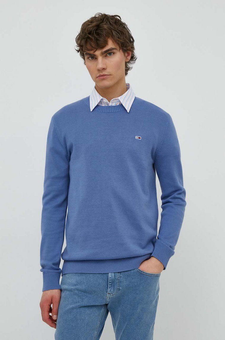 Tommy Jeans sweter bawełniany kolor niebieski