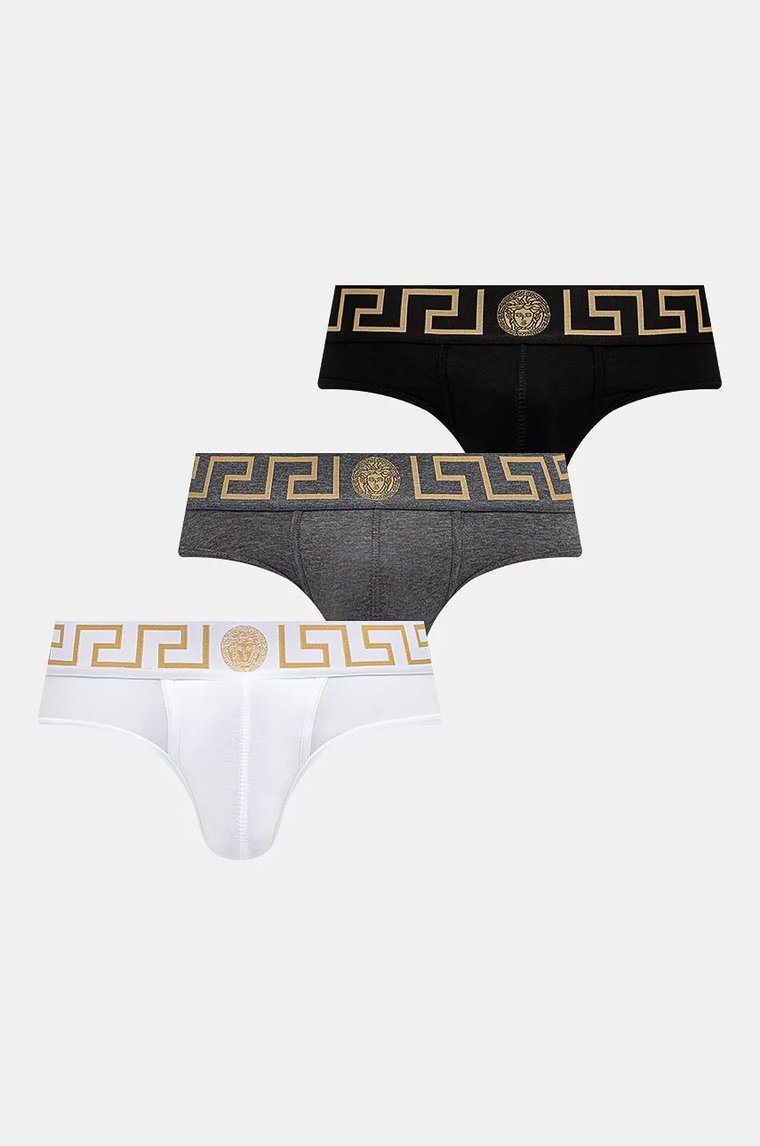 Versace slipy 3-pack męskie kolor szary AU10327 1A10011