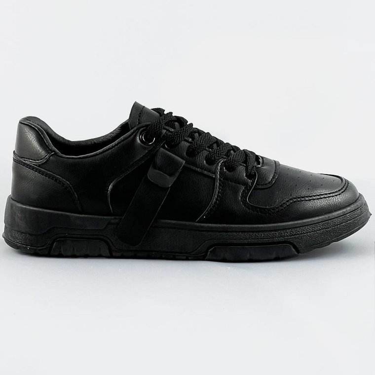 Damskie sznurowane sneakersy czarne (21-q22)