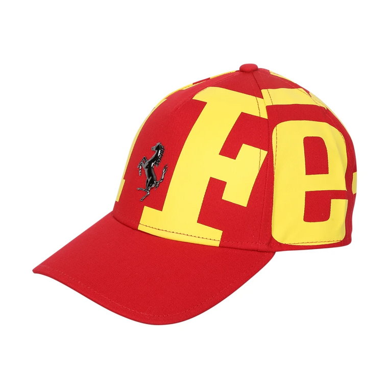 Czapka z Logo w Kolorze Czerwono-Żółtym Ferrari