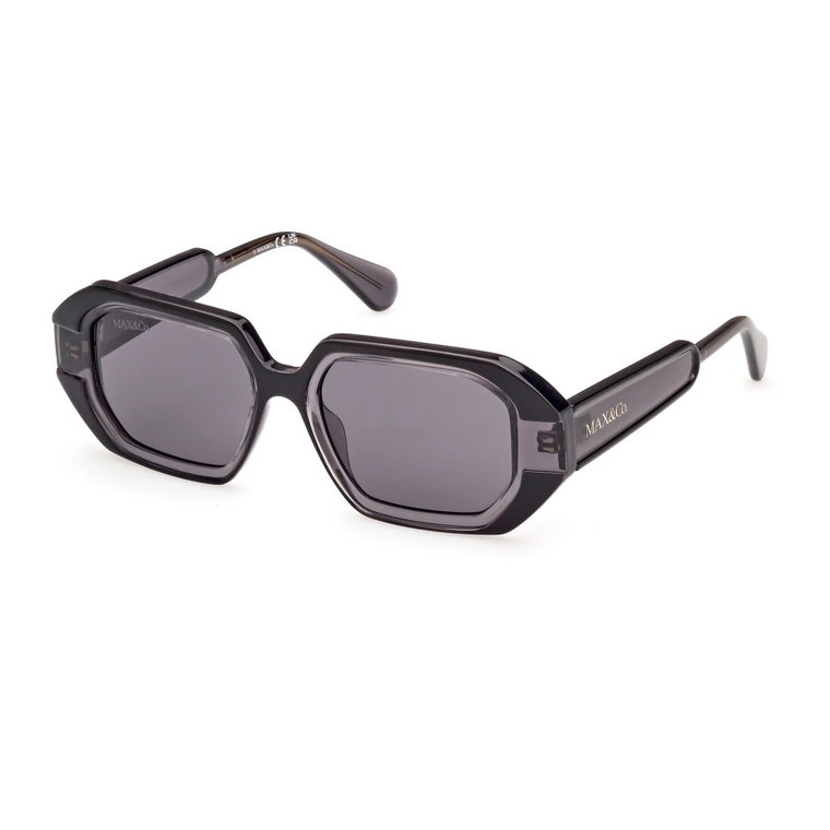 Okulary przeciwsłoneczne damskie kwadratowe czarne połyskujące Max & Co