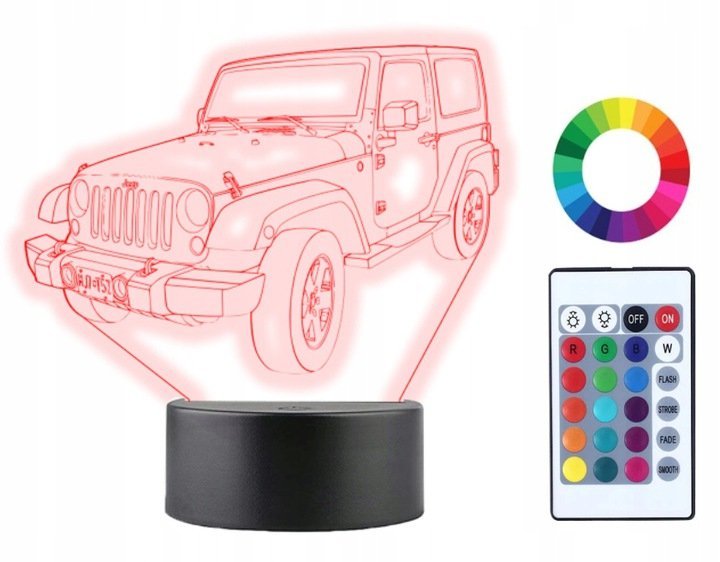 Lampka Nocna 3D Led Auto Jeep Imię Grawer Prezent