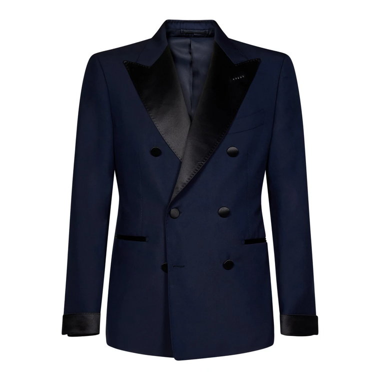 Navy Blue Wool Double-Breasted Blazer Tom Ford