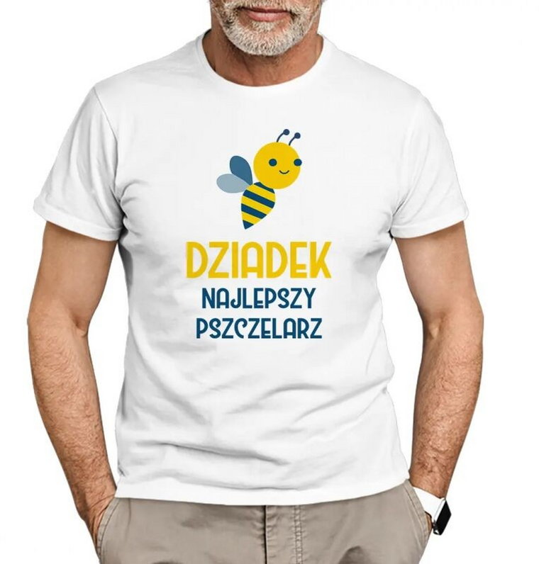 Dziadek - najlepszy pszczelarz - męska koszulka z nadrukiem