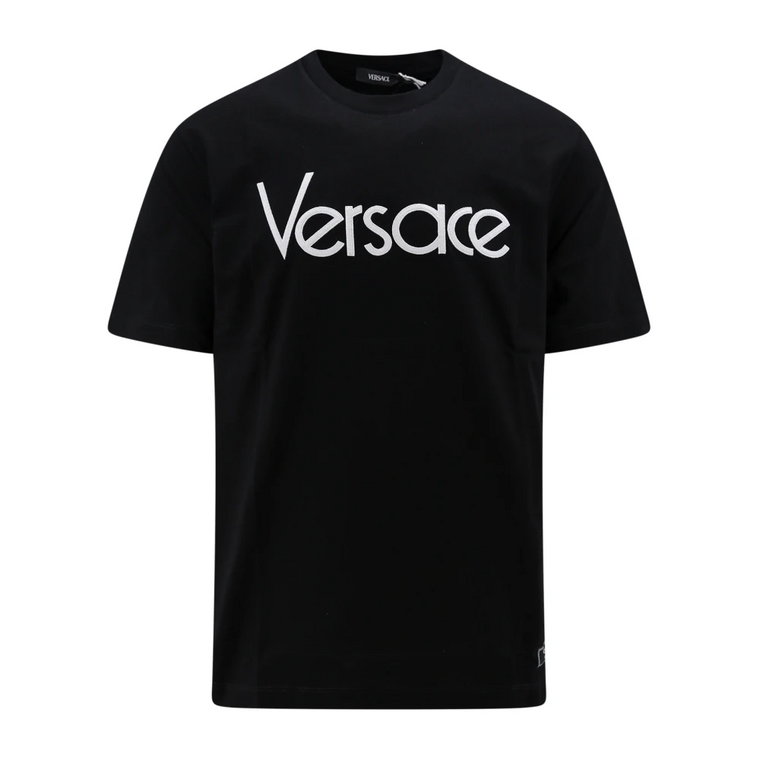 Czarna Koszulka z Haftem Versace