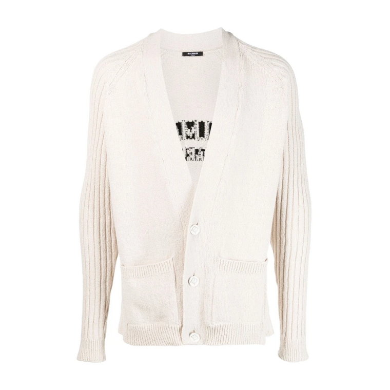 Intarsia Logo Cardigan Balmain