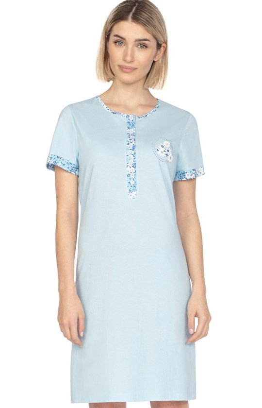 Bawełniana koszula damska niebieska 124, Kolor niebieski, Rozmiar M, Regina