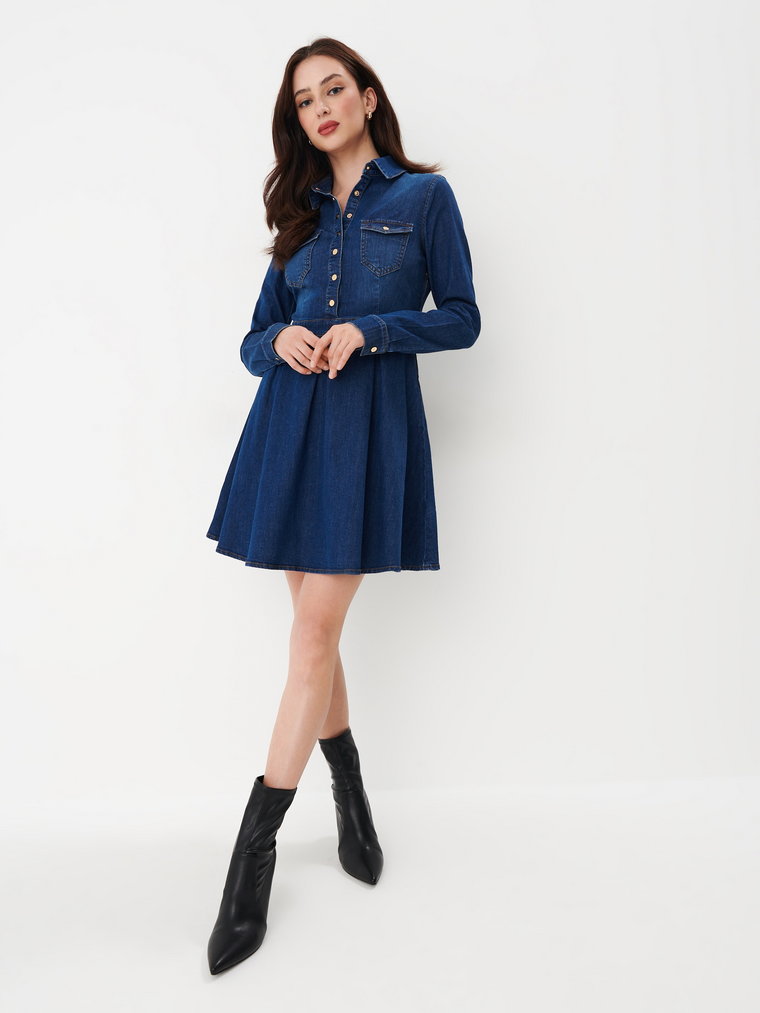 Mohito - Jeansowa sukienka mini - niebieski