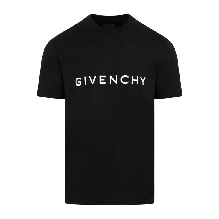 Czarna Koszulka z Logo Okrągły Dekolt Krótki Rękaw Givenchy