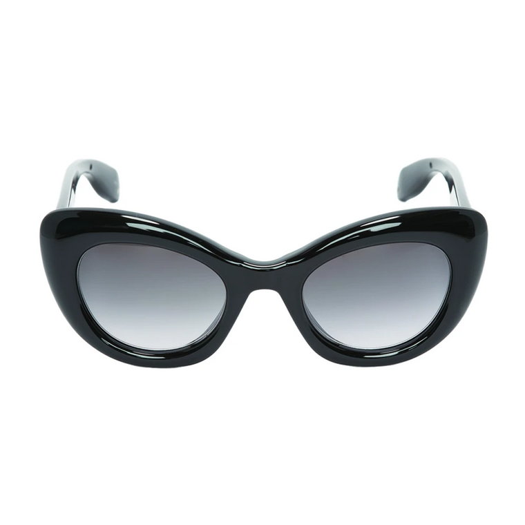 Czarne okulary przeciwsłoneczne w kształcie kocich oczu z szarymi soczewkami Alexander McQueen