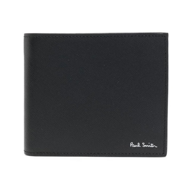 Stylowa skórzana portmonetka bi-fold z nadrukiem logo Paul Smith