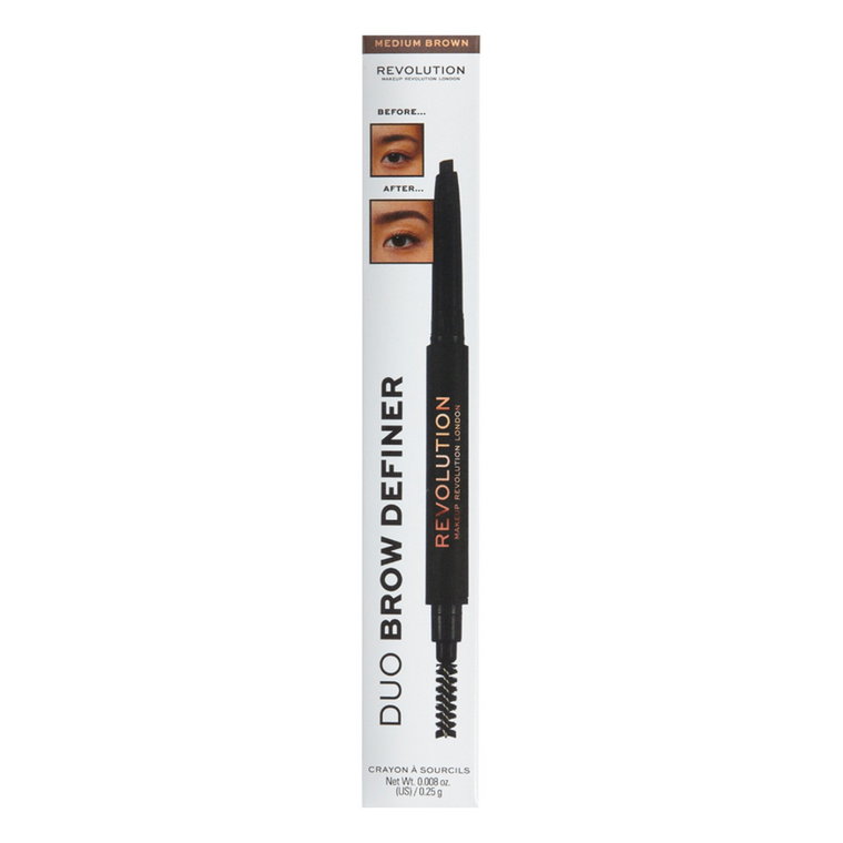 MAKEUP REVOLUTION Duo Brow Definer Pencil Kredka do brwi Medium Brown 0,3g