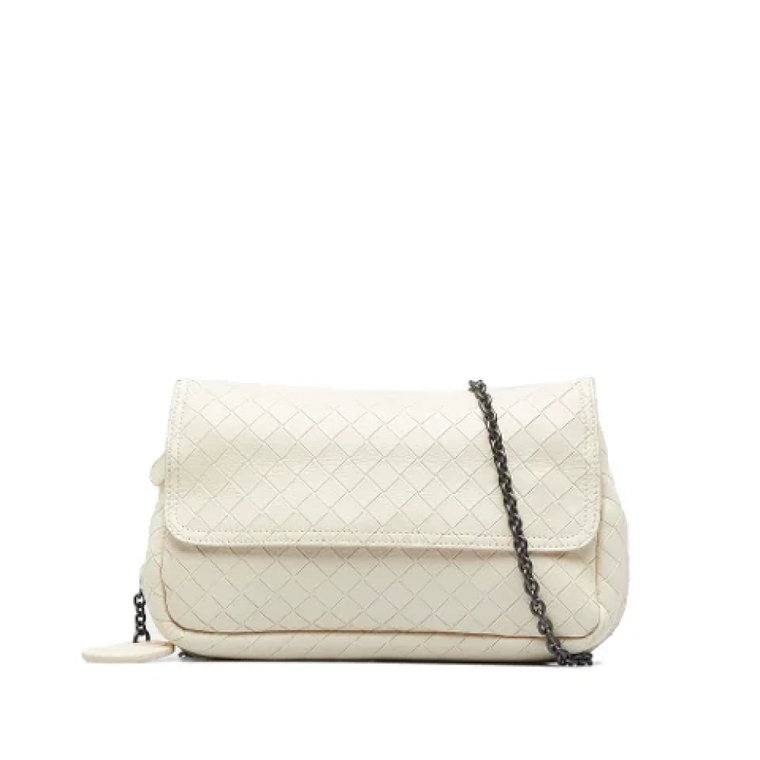 Używana Biała Skórzana Torba Bottega Veneta Crossbody Bottega Veneta Vintage